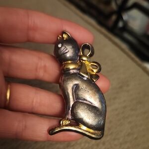 Charming Cat Pendant with Gold Accents